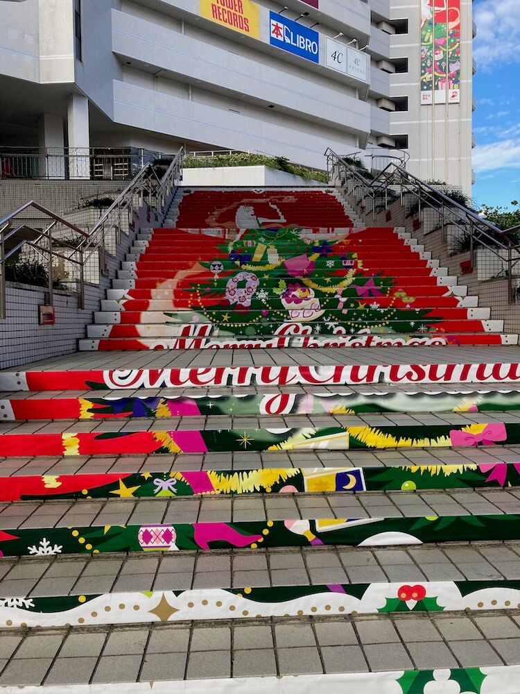 階段でメリークリスマス