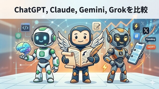 ChatGPT、Gemini、Claude、Grokを比較